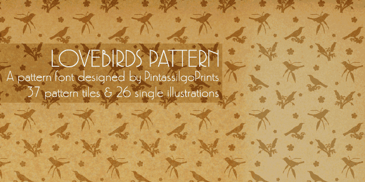 It is the sister font of LoveBirds, which brings a handful of charming birds silhouettes.