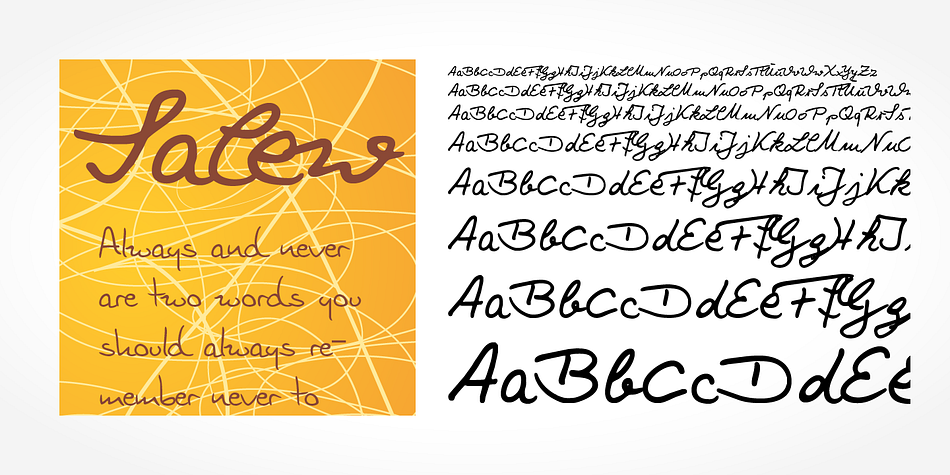 Salew Handwriting is a beautiful typeface that mimics true handwriting closely.
