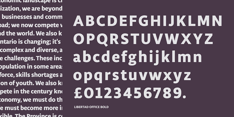 Libertad Office font family example.