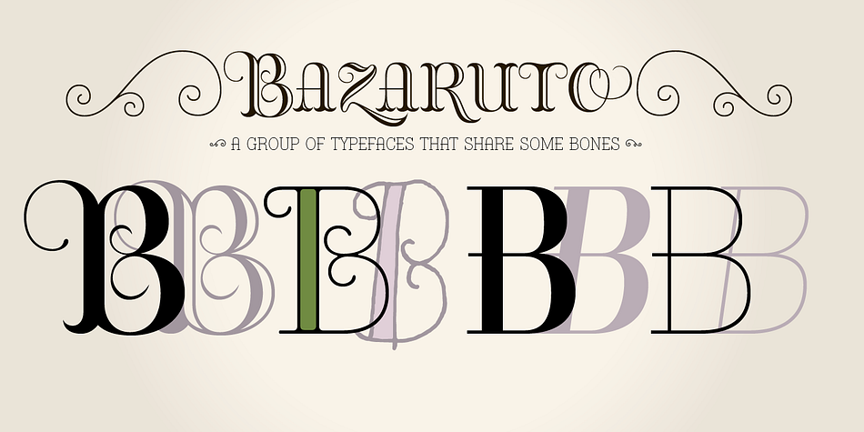 But after that is when the real interpretations of form began with the development of the Iron fonts, playing off the original specimen having a visual flavor of wrought ironwork in them, and blending that into the Bodoni-esque typestyles.