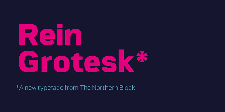 Rein Grotesk is a low contrast typeface with a strong, neutral personality.