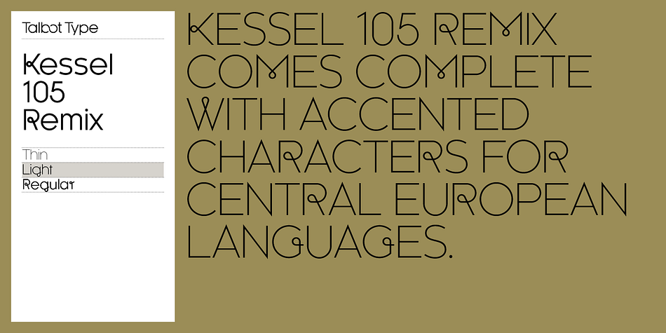 Kessel 105 Remix font family example.