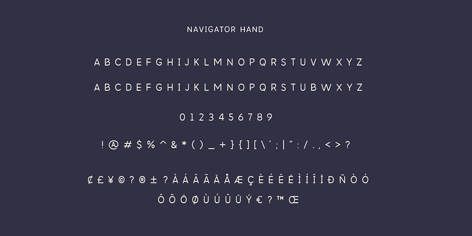 Displaying the beauty and characteristics of the Navigator font family.