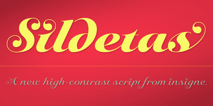 Sildetas is an elegant high-contrast script face.