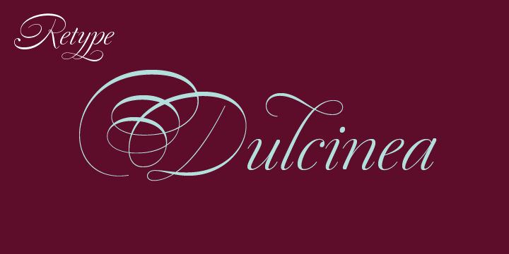 Displaying the beauty and characteristics of the Dulcinea font family.