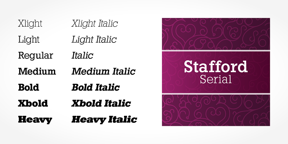 Highlighting the Stafford Serial font family.