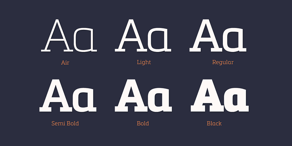 It has six versatile weights from Air to Black with an alternative glyph set to improve its use in different graphic contexts.