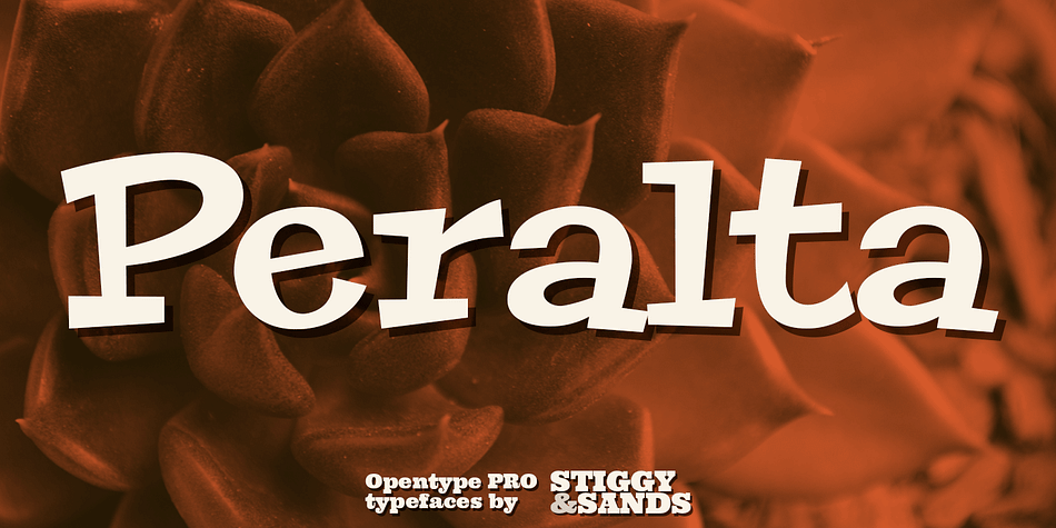 Peralta Pro was inspired by egyptian slab serif letterforms, yet have a haywire disregard for classic balance.