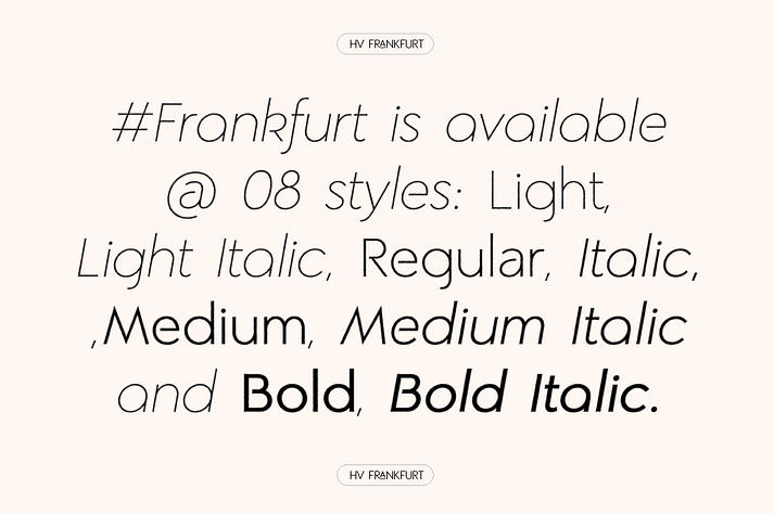 Highlighting the HV Frankfurt font family.