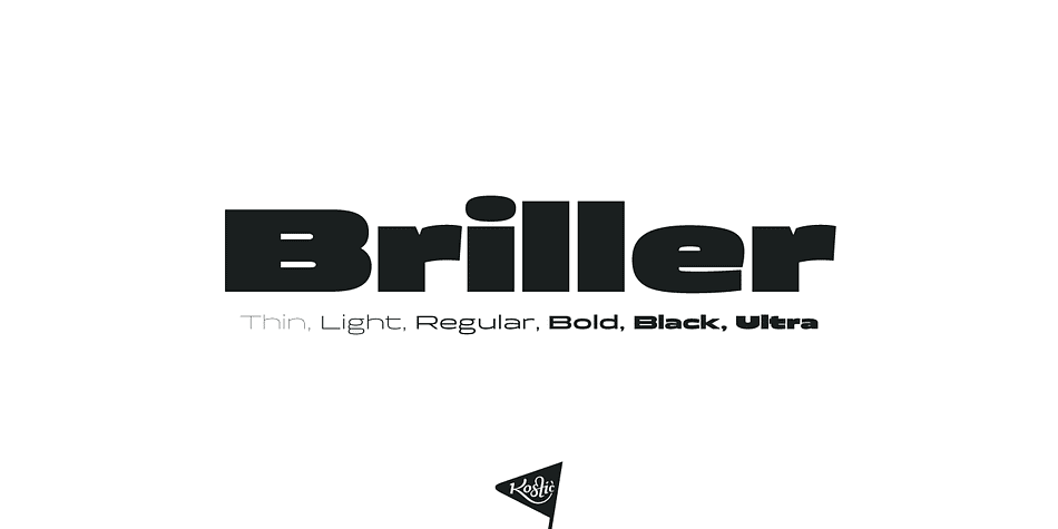 Briller is a super-wide display sans that covers 6 weights, from delicate Thin on one side to chunky Ultra on the other end.