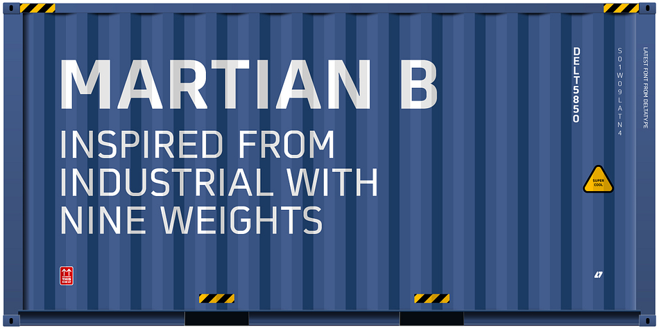 Martian B is a sans-serif based typeface, inspired by industrial signs with semi-modular structure, suitable for using in a wide range.