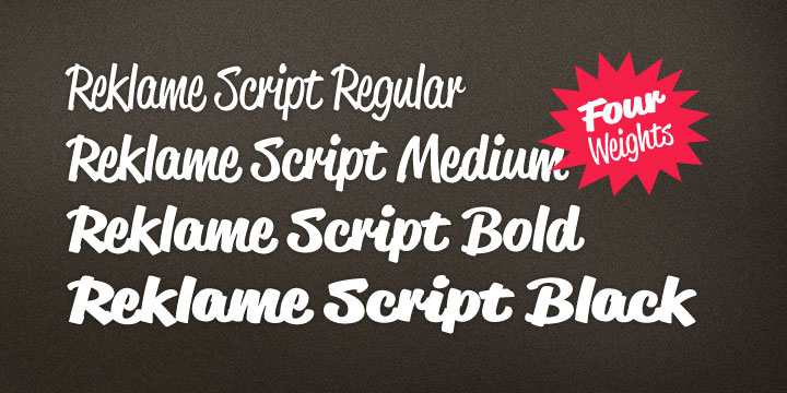 Emphasizing the popular Reklame Script font family.