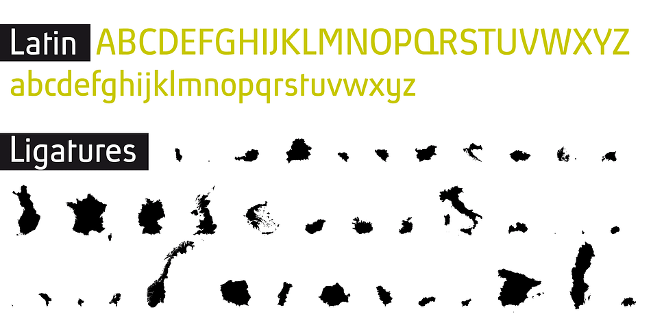 It simply uses the new OpenType-Technique for fonts in order to specifically place the outline of a country on the monitor.