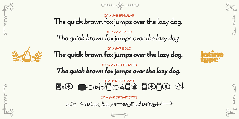 Highlighting the In a Jar font family.