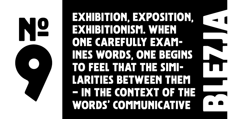 Blezja font family sample image.