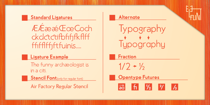 Emphasizing the favorited Air Factory font family.