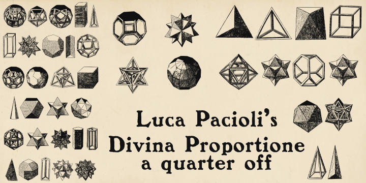 Displaying the beauty and characteristics of the Divina Proportione font family.