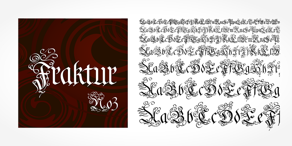 Fraktur No3 Pro is a classic blackletter font of its epoch which inspires you to create vintage-looking designs with ease.