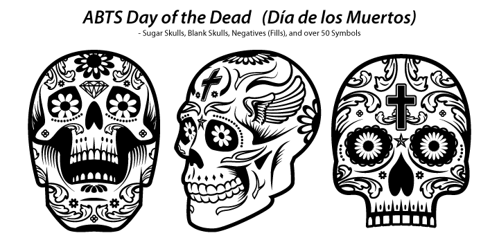 Displaying the beauty and characteristics of the ABTS Day of the Dead font family.