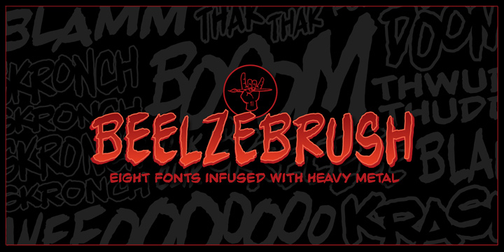 Displaying the beauty and characteristics of the Beelzebrush BB font family.