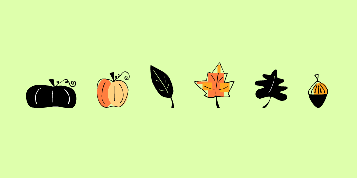 Lots of Fall fun, many Halloween icons...