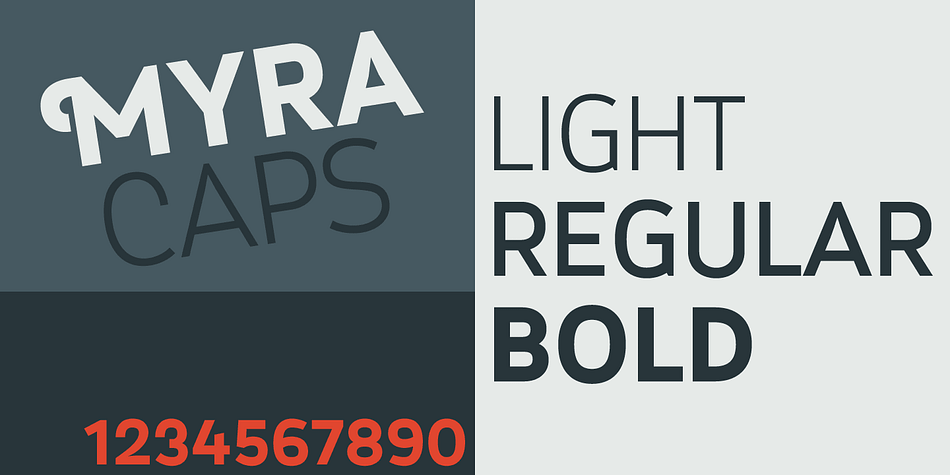 Displaying the beauty and characteristics of the Myra 4F Caps font family.