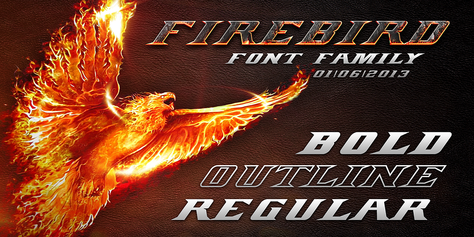 FIREBIRD regular, outline and bold, is an 3 font system that can be layered in different ways to create a infinite title effects used commonly in poster and 3D logo design.