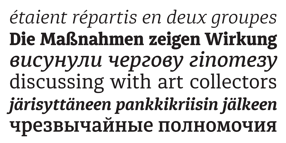 Its large x-height and static exteriors allow comfortable reading in narrow columns, and calligraphic counters as well as dynamic serifs add humanist detail to overall perception and incline contrast axis without affecting interletter counterforms.

Besides extensive language support, Diaria Pro includes various OpenType features: ligatures, discretionary ligatures, small caps, 6 sets of digits, superiors, inferiors, fractions, ordinals, upper-case punctuation, and some language-specific features.