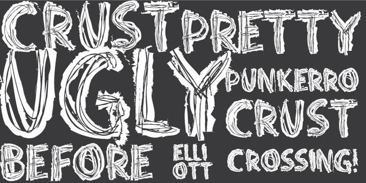 Displaying the beauty and characteristics of the Punkerro Crust font family.