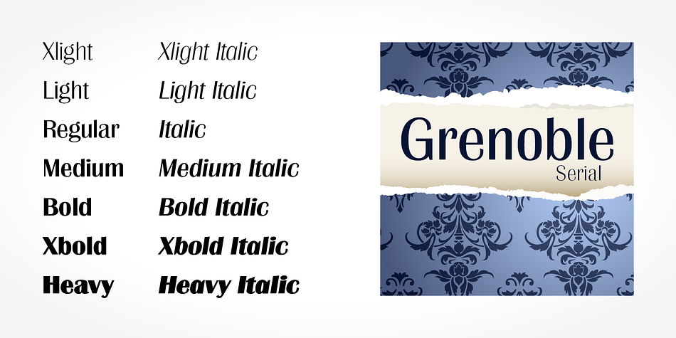 Highlighting the Grenoble Serial font family.