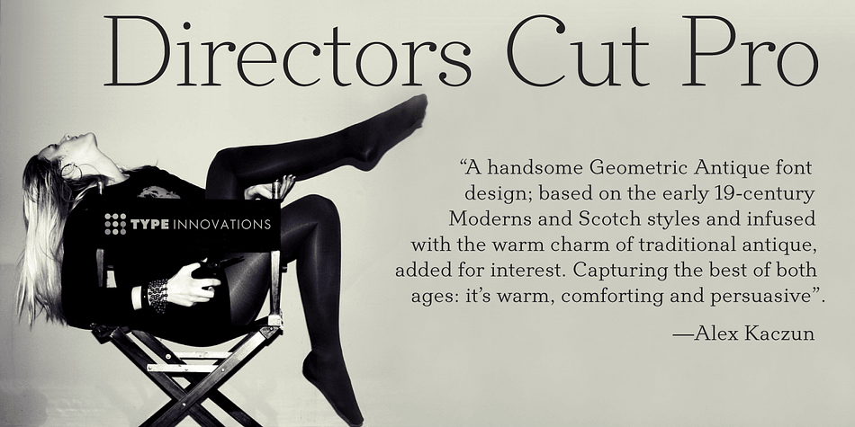 Directors Cut Pro is a compelling new font series designed by Alex Kaczun.