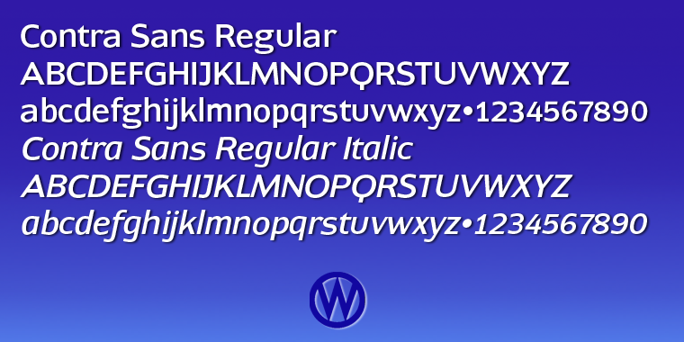 Emphasizing the favorited Contra Sans font family.