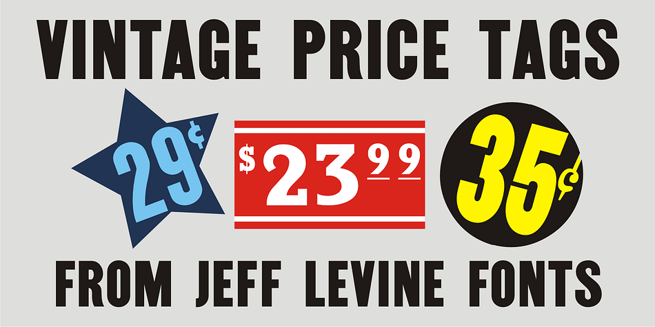 Vintage Price Tags JNL comprises three sets of numbers in both ribbon, circle and star patterns which, when combined will produce point-of-sale price elements.