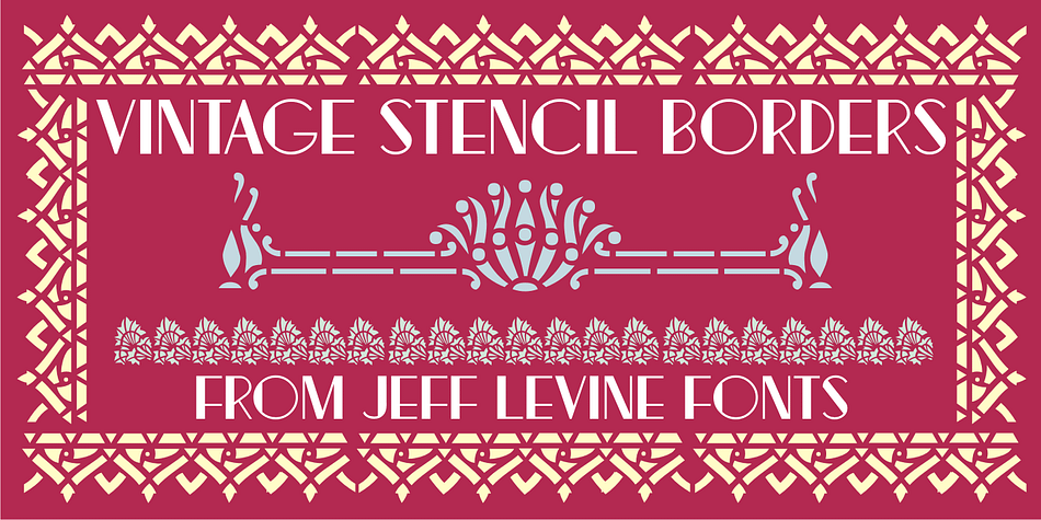 Vintage Stencil Borders JNL collects twenty-six decorative vintage and antique stencil border motifs for embellishing word copy set in stencil type or for any other decorative purpose.