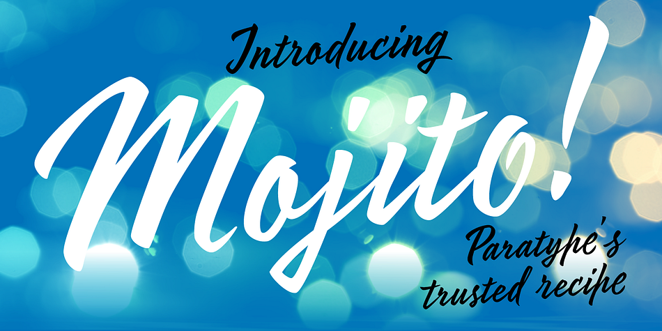 Mojito is a lively and vigorous calligraphic font based on a brush pen calligraphy.