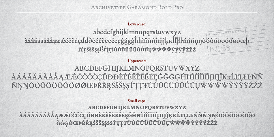 Archive Garamond Pro is a four font, serif family by ArchiveType.