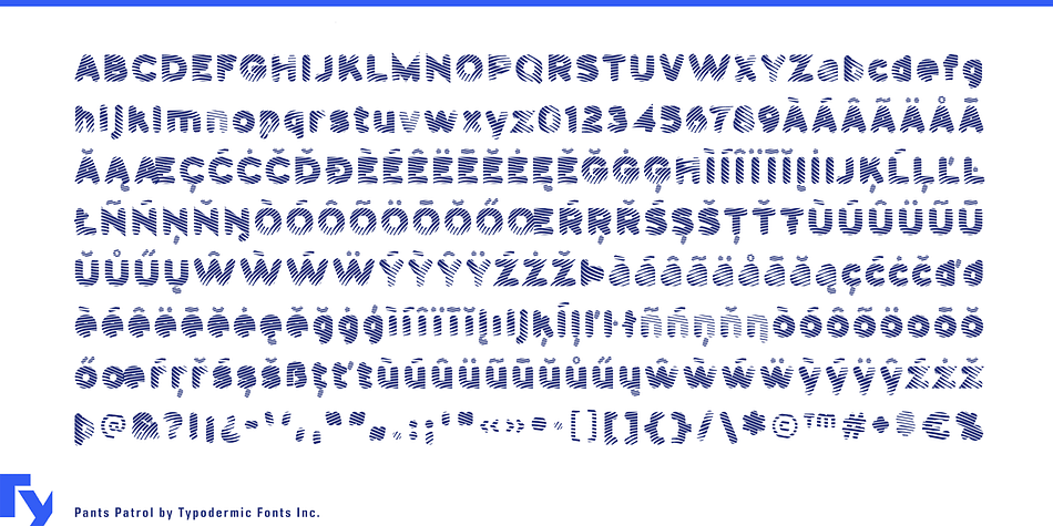 Displaying the beauty and characteristics of the Pants Patrol font family.