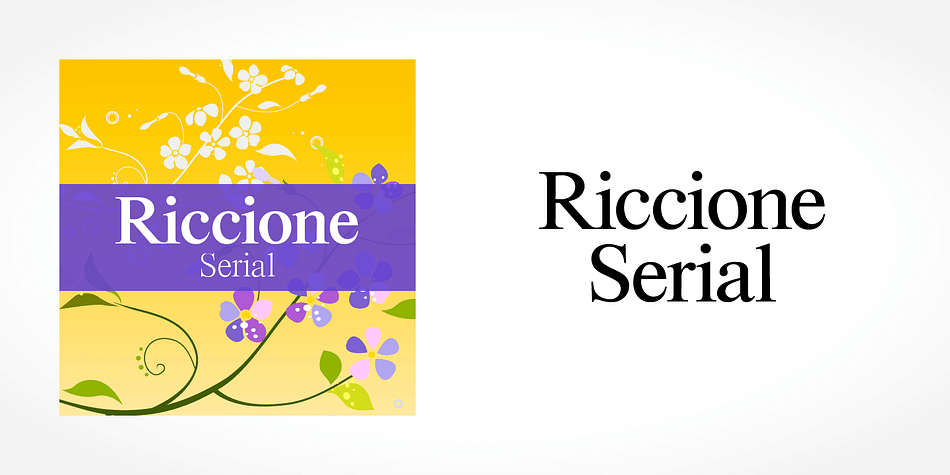 Displaying the beauty and characteristics of the Riccione Serial font family.