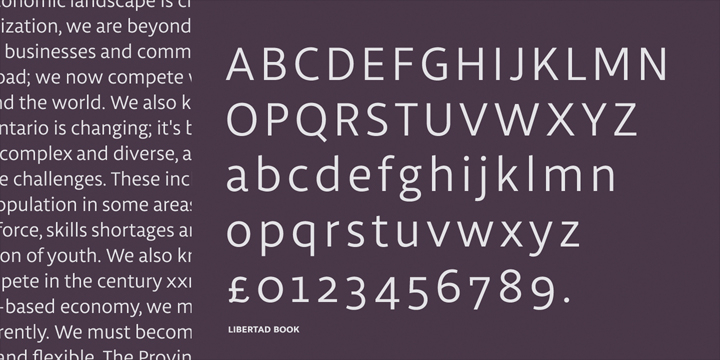 Libertad font family example.