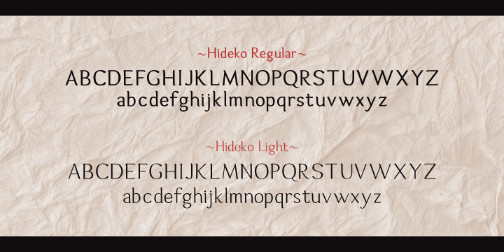 Displaying the beauty and characteristics of the Hideko font family.