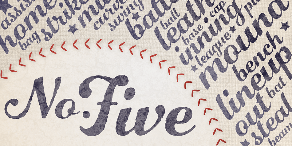 Number Five is pure Americana, suitable for titling, display, logo, signage, and editorial work.
