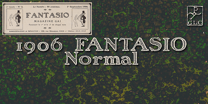 We have created this font inspired from the hatched one used for the inner title and many headlines by the old French popular "cheerful" satirical magazine "Fantasio" (1906-1948).