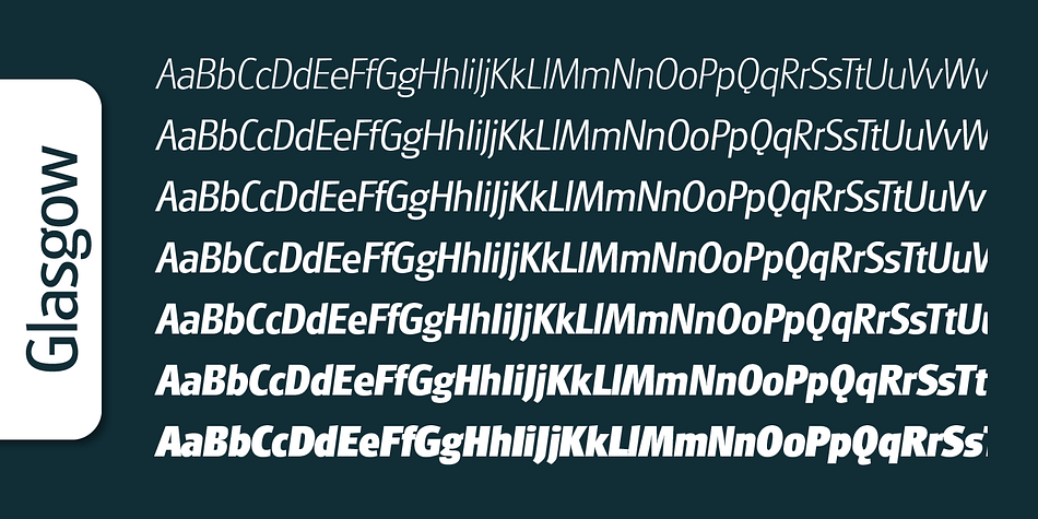Emphasizing the popular Glasgow Serial font family.