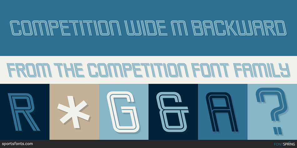 Competition Wide M Backward Font
