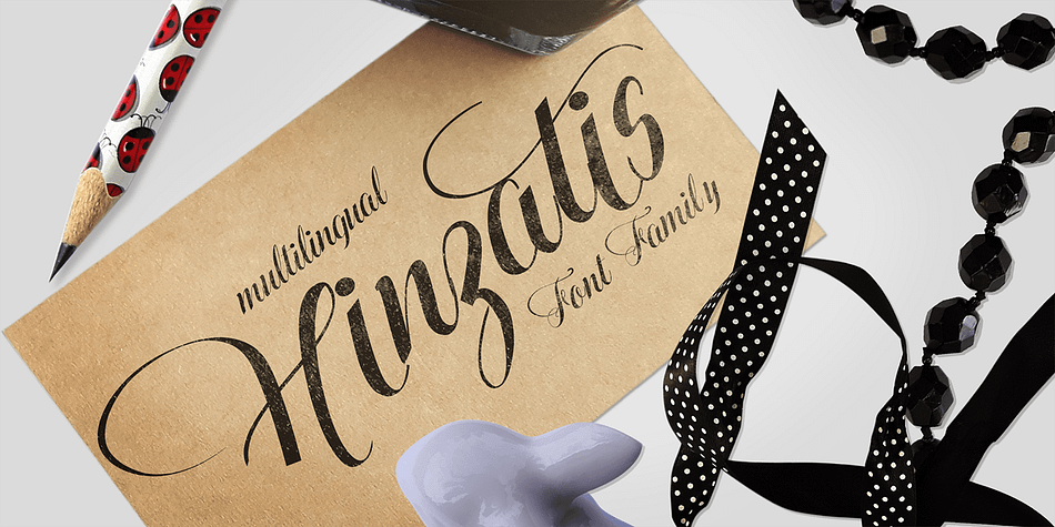 It is up to you how big and voluptuous statement you will be making with this font, as Hinzatis is about old Hollywood glamour and attitude.