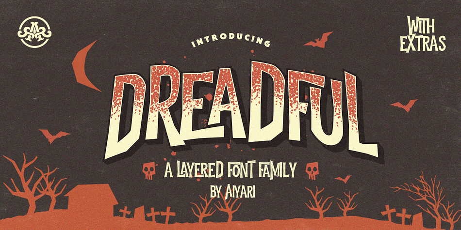 Introducing a new layered typeface called Dreadful.Inspired from the classic horror movie and vintage comic.