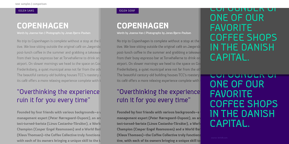 Iogen is a six font, sans serif and slab serif family by Taner Ardali.