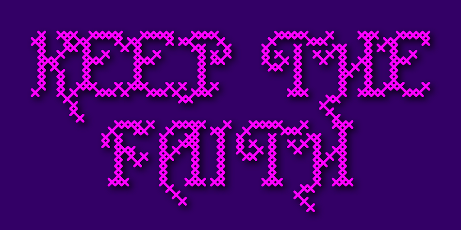 Emphasizing the favorited Cross Stitch font family.