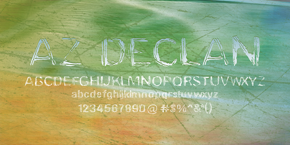 AZ Declan was inspired from a need to develop a san serif typeface with a scrawled scratchy feel to it.