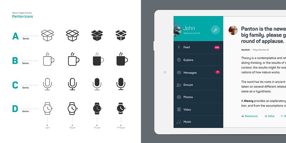 Emphasizing the favorited Panton font family.